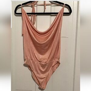 Charlotte Russe Pink Metallic Halter bodysuit for women Size Small S